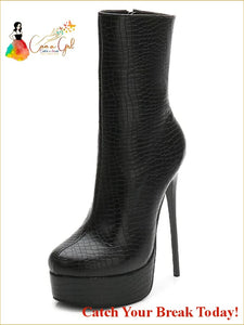 Catch A Break Stiletto Heel Mid-Calf - Black / US6 / EU36 / 