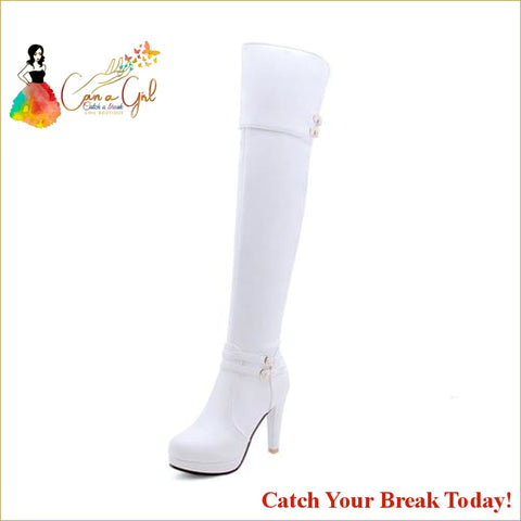 Catch A Break Thigh High Boots - White / 6 - boots