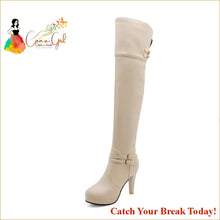 Load image into Gallery viewer, Catch A Break Thigh High Boots - Beige / 13 - boots
