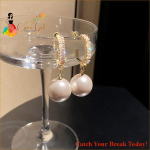 Catch A Break White Pearl Drop Earrings f - accessories