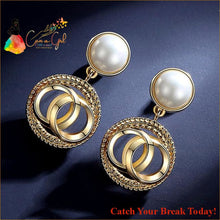 Load image into Gallery viewer, Catch A Break White Pearl Drop Earrings f - ED754 - 