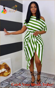 Catch A Break Women Asymmetrical Midi Dress - Green / XL - 
