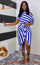 Load image into Gallery viewer, Catch A Break Women Asymmetrical Midi Dress - Blue / XXXL - 