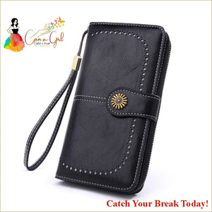 Catch A Break Women Double Zipper Wallet - Black