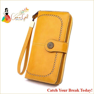 Catch A Break Women Double Zipper Wallet - Yellow