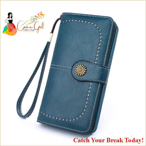 Catch A Break Women Double Zipper Wallet - Blue