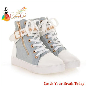 Catch A Break Women Vulcanize Zipper Sneakers - Blue / 4.5 -