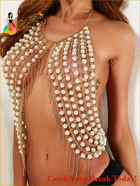 Catch A Break Women’s Bikini Fashion Alloy Pearl Solid 