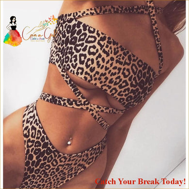 Catch A Break Women’s Bikini Swimwear - Leopard Backless - 