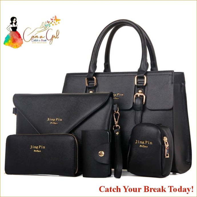 Catch A Break Women’s Zipper Bag Set - Black - purses