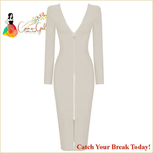 Catch A Break Zip Her Up Dress - Khaki / L - Clothing