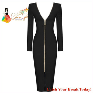 Catch A Break Zip Her Up Dress - black / L - Clothing