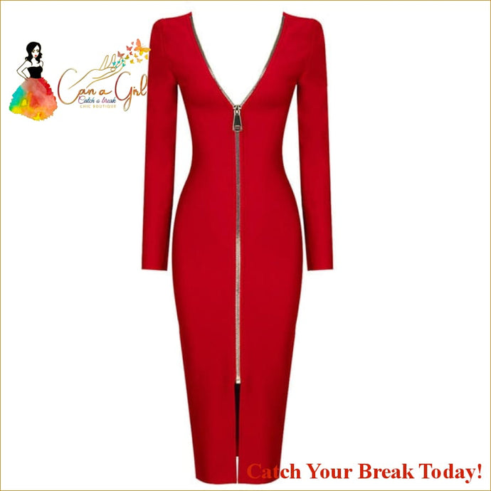Catch A Break Zip Her Up Dress - red / M - Clothing